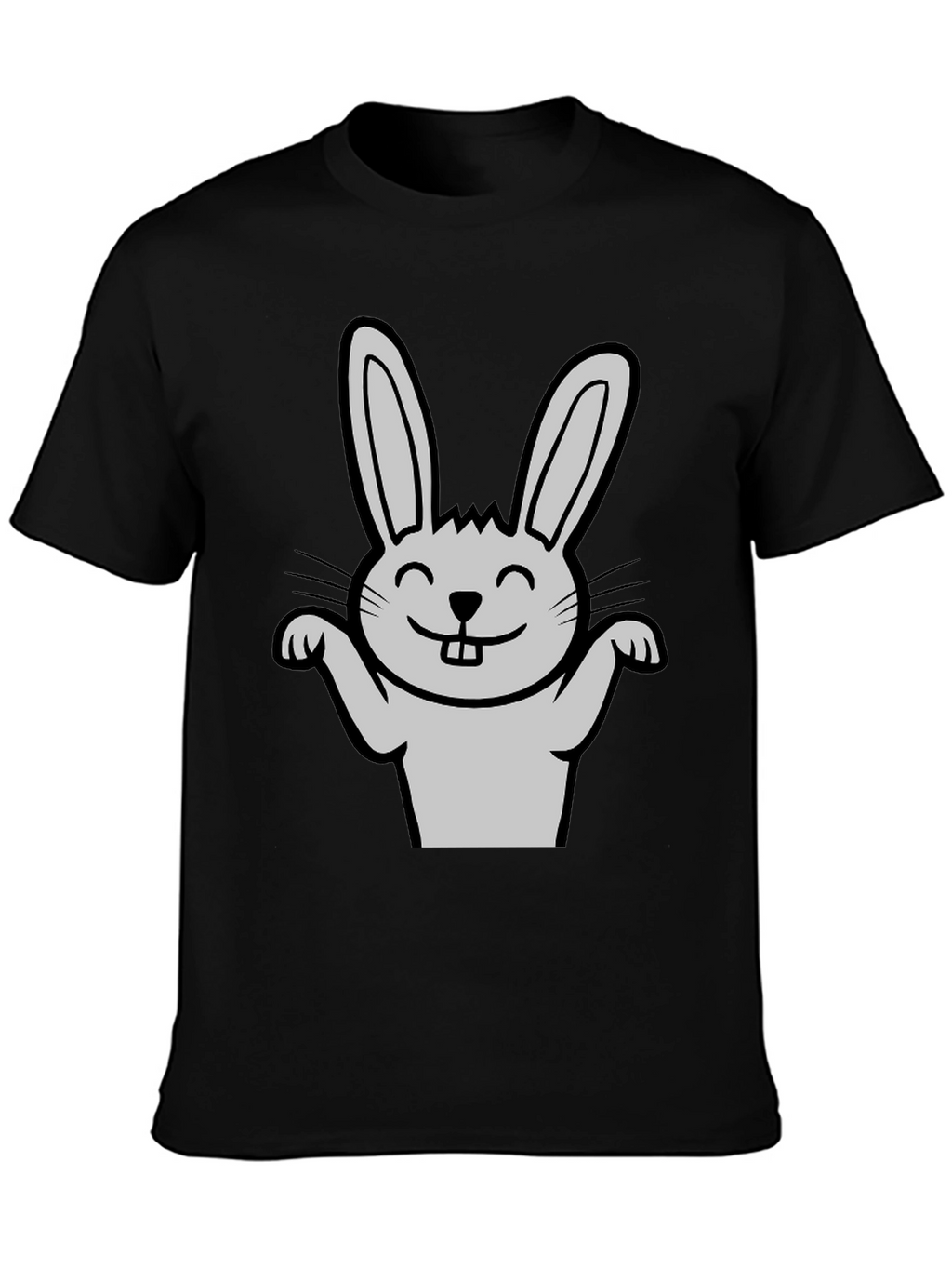 Funny Rabbit Graphic Tee - Black Casual T-Shirt