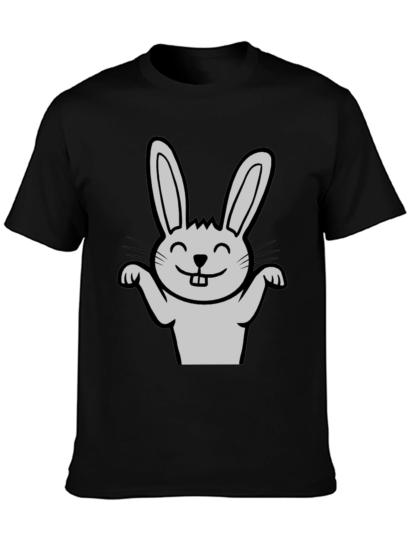 Funny Rabbit Graphic Tee - Black Casual T-Shirt