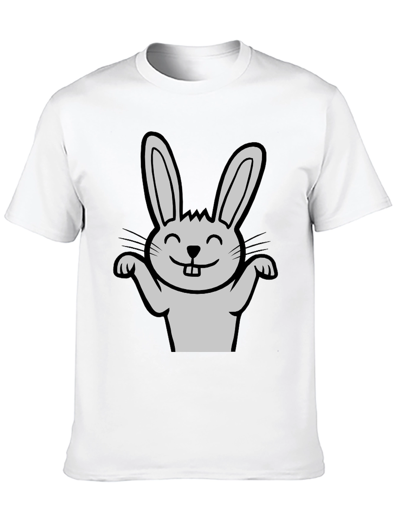 Funny Rabbit Graphic Tee - Black Casual T-Shirt