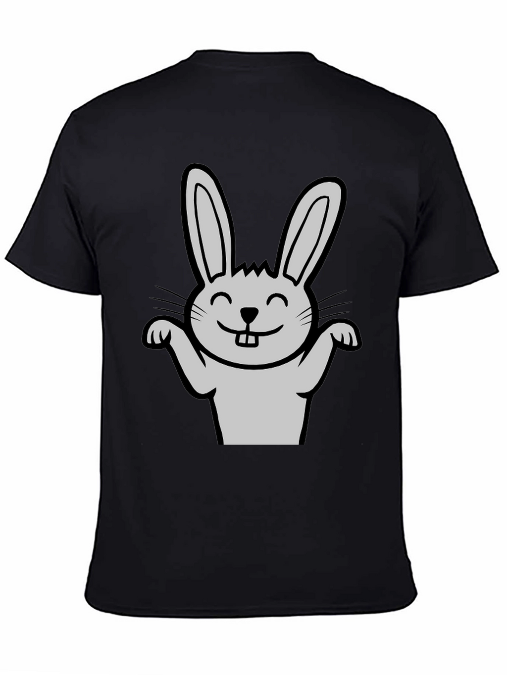 Funny Rabbit Graphic Tee - Black Casual T-Shirt