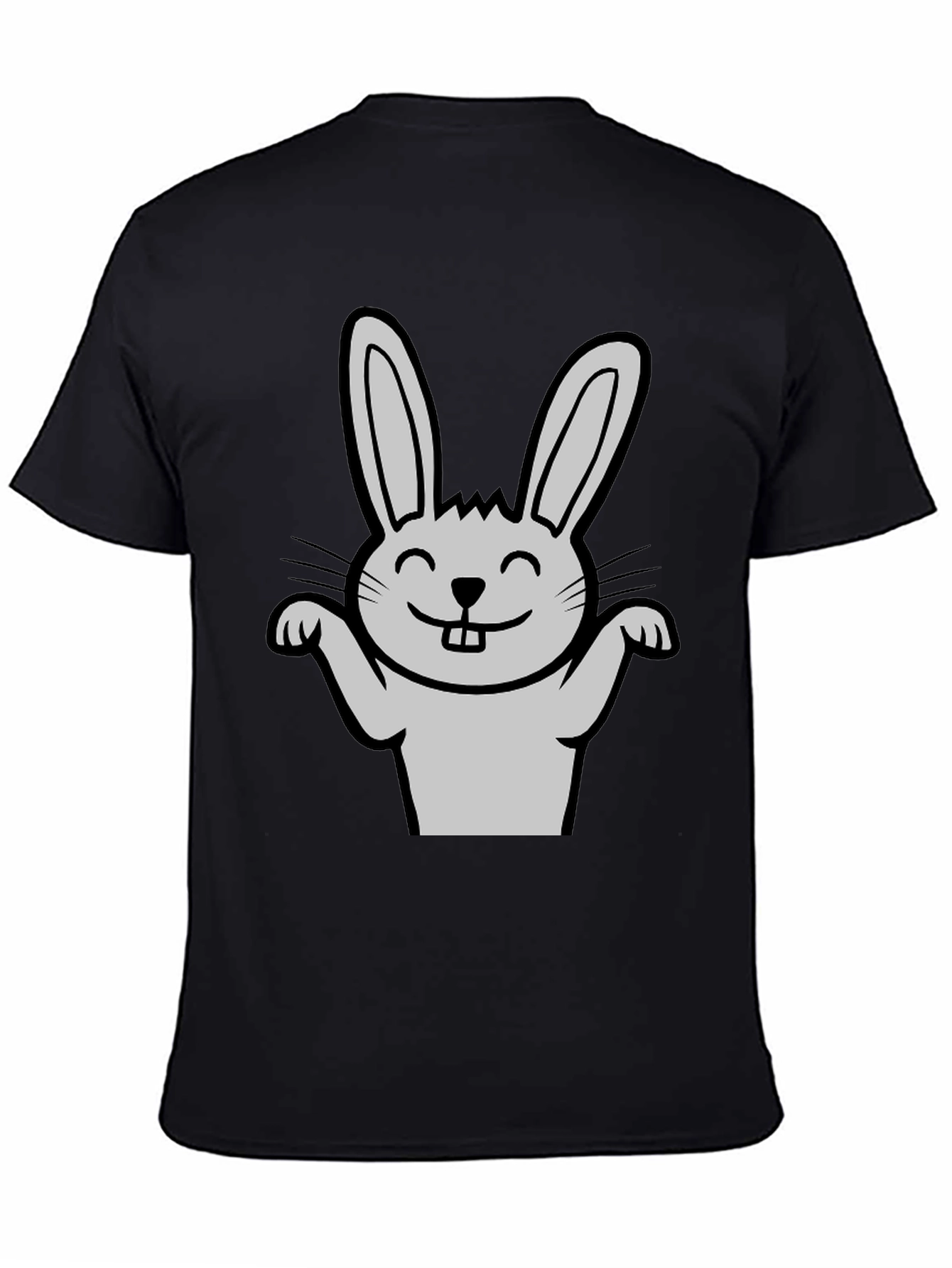 Funny Rabbit Graphic Tee - Black Casual T-Shirt