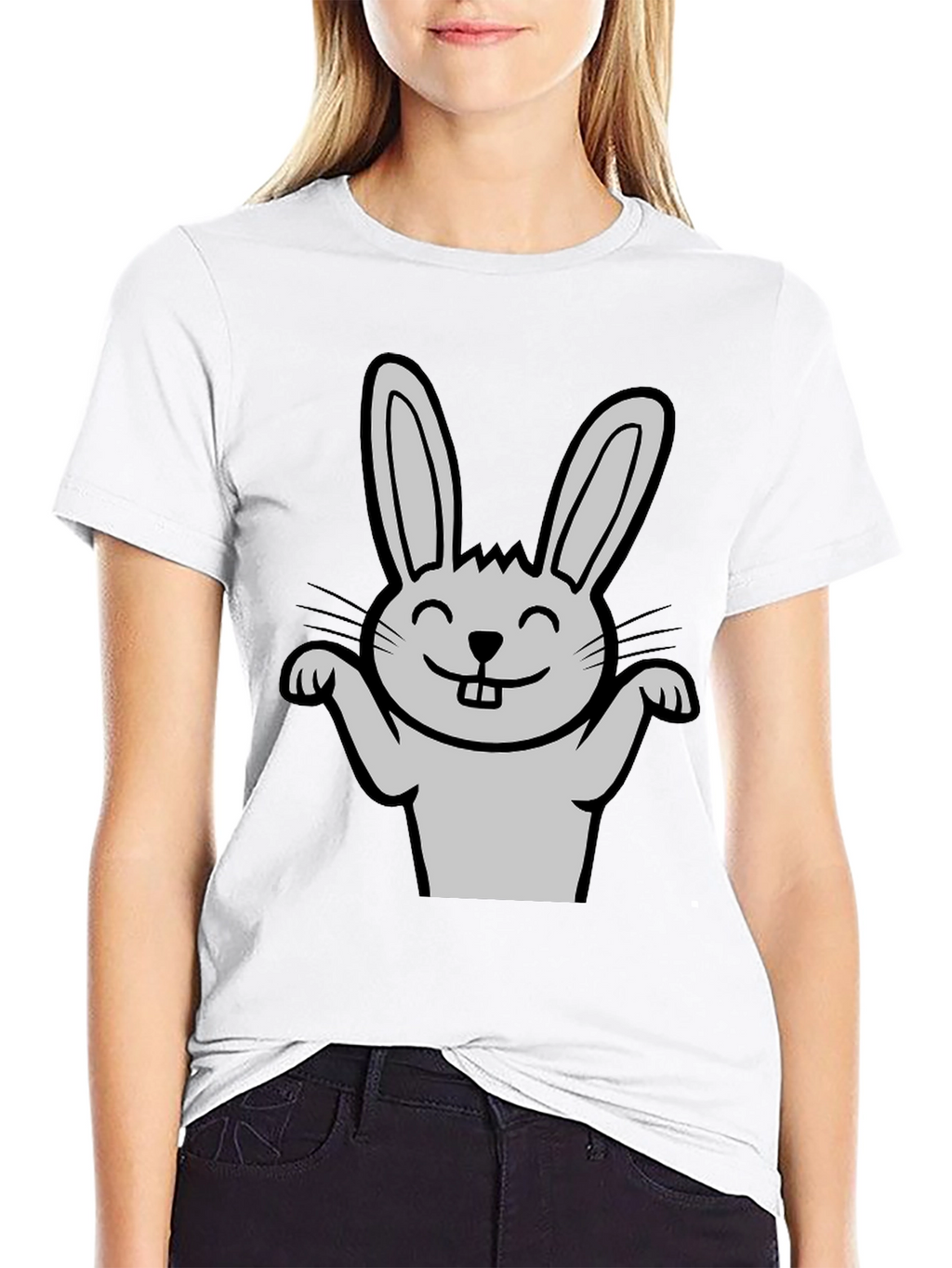 Funny Rabbit Graphic Tee - Black Casual T-Shirt