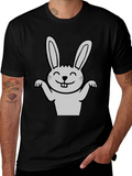 Funny Rabbit Graphic Tee - Black Casual T-Shirt
