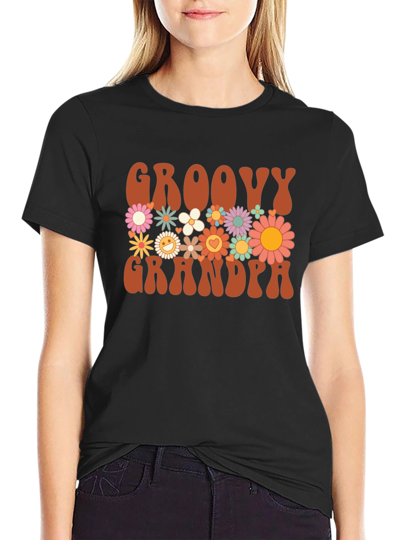 Groovy Grandpa Graphic Tee - Retro Floral Design