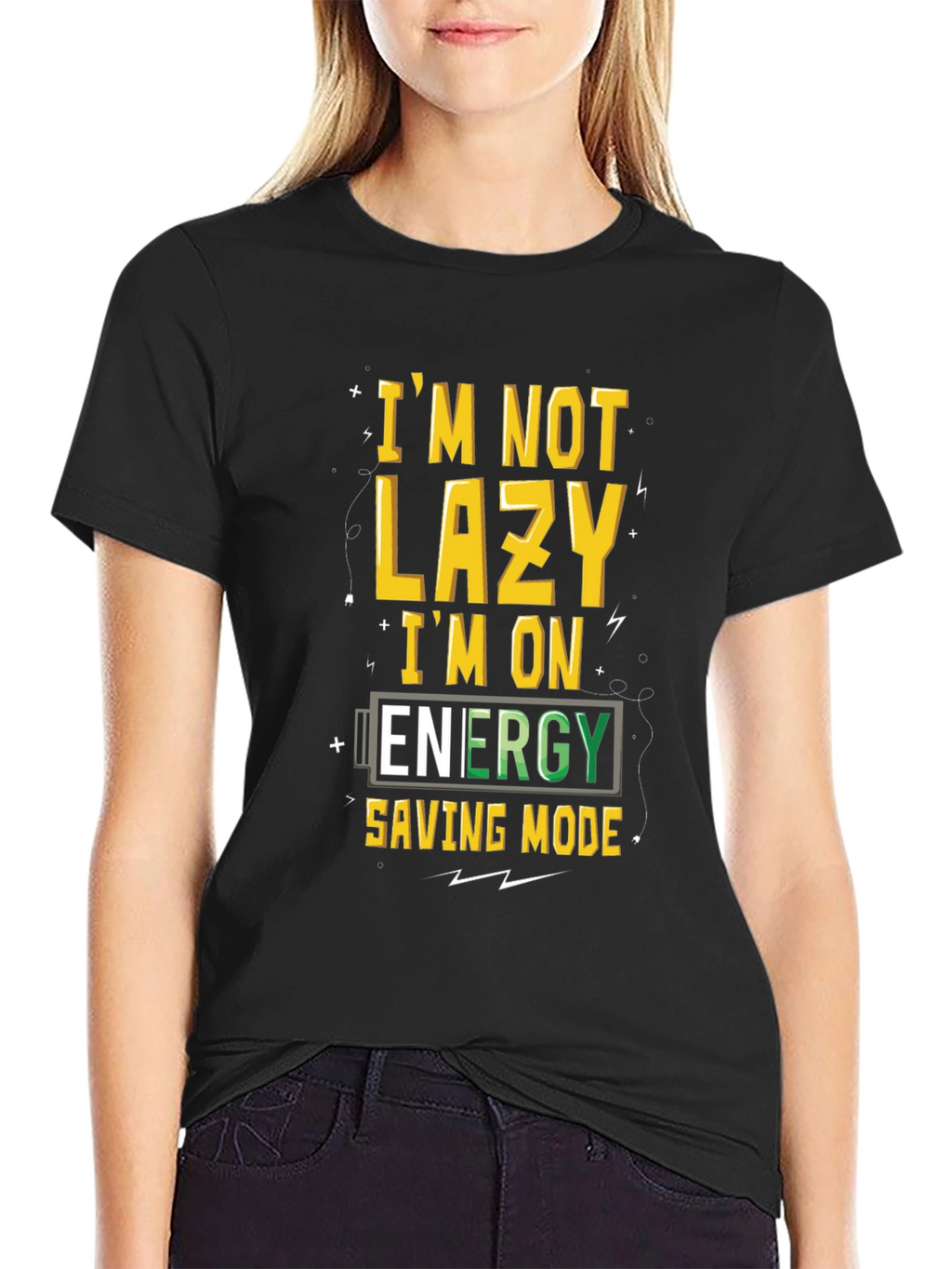 Funny Energy Saving Mode Graphic T-Shirt
