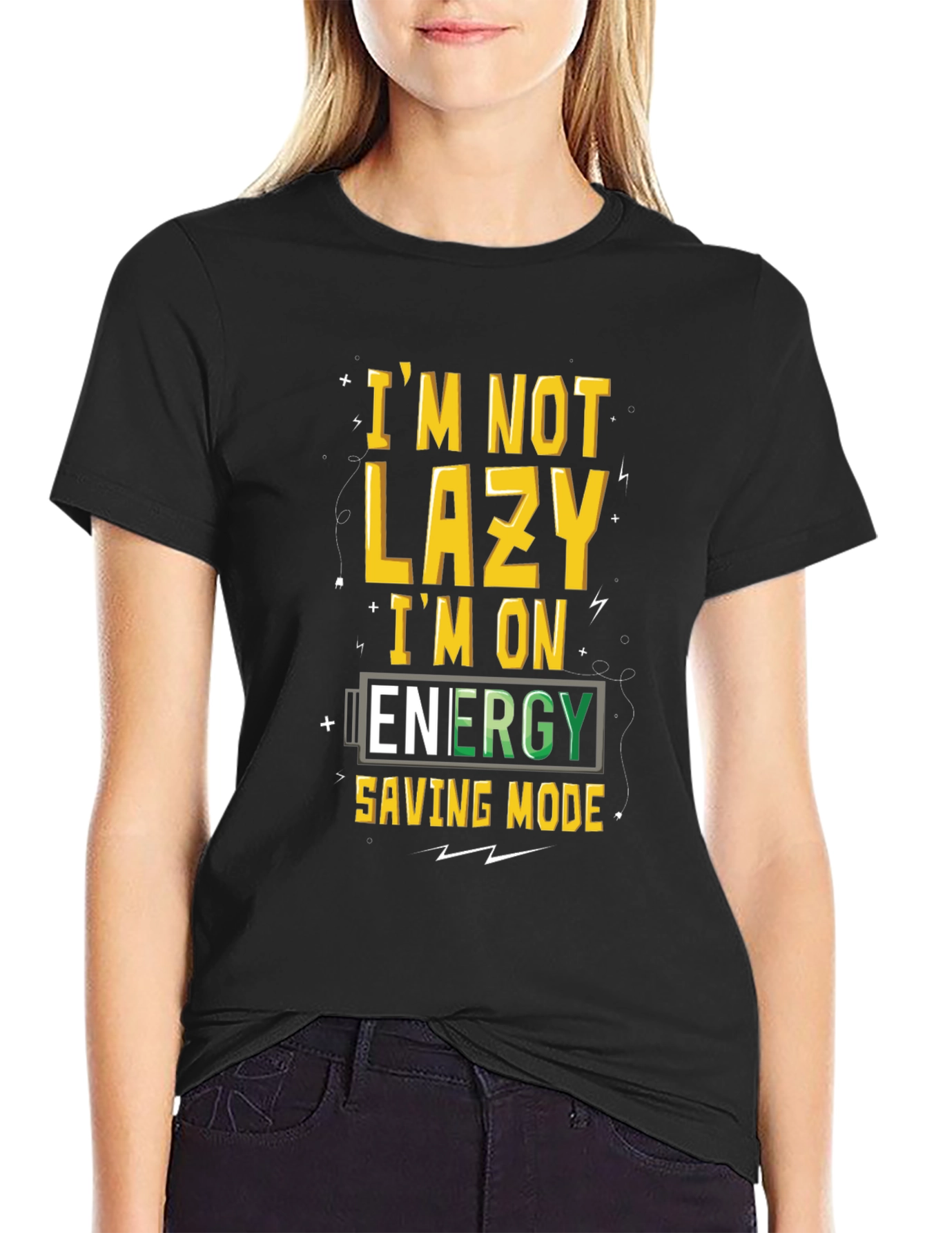 Funny Energy Saving Mode Graphic T-Shirt