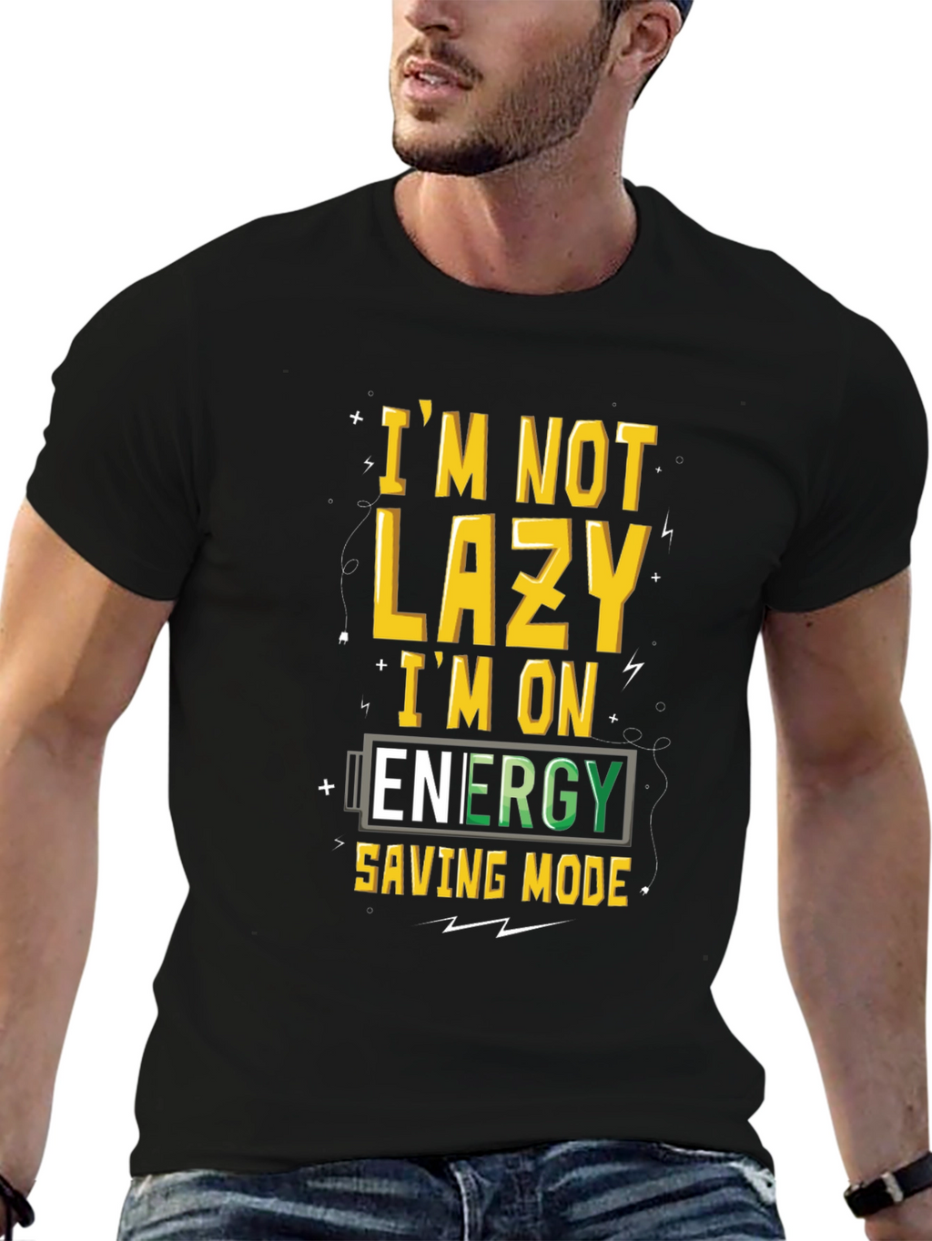 Funny Energy Saving Mode Graphic T-Shirt