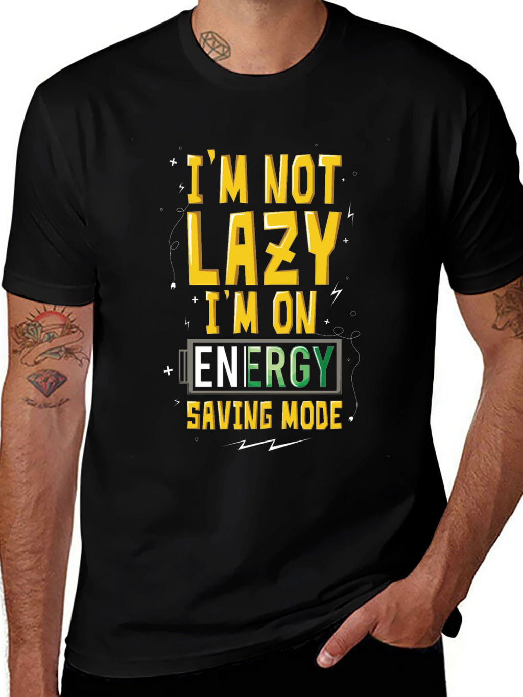 Funny Energy Saving Mode Graphic T-Shirt
