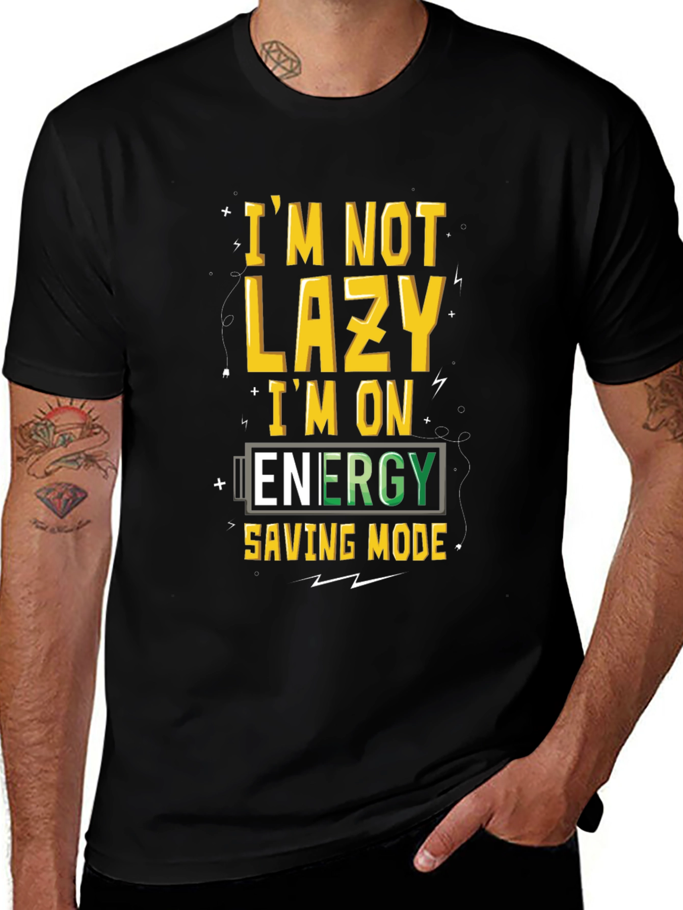 Funny Energy Saving Mode Graphic T-Shirt