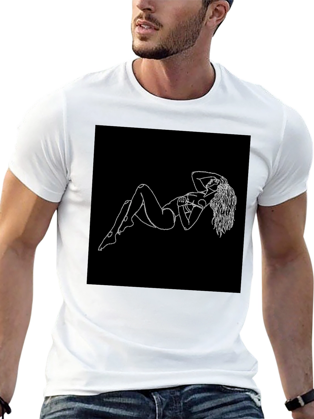 Black T-Shirt with Figure Print