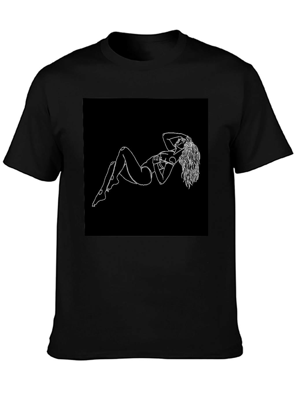 Black T-Shirt with Figure Print