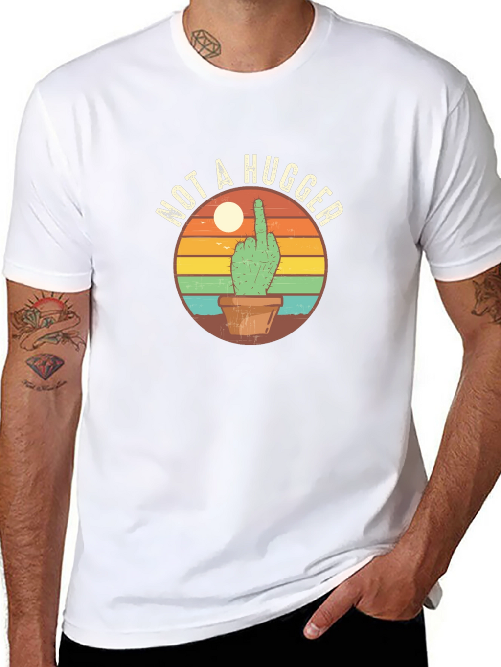 Not A Hugger Cactus Graphic T-Shirt
