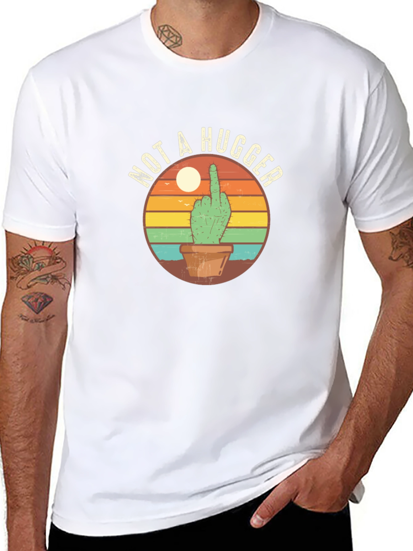 Not A Hugger Cactus Graphic T-Shirt