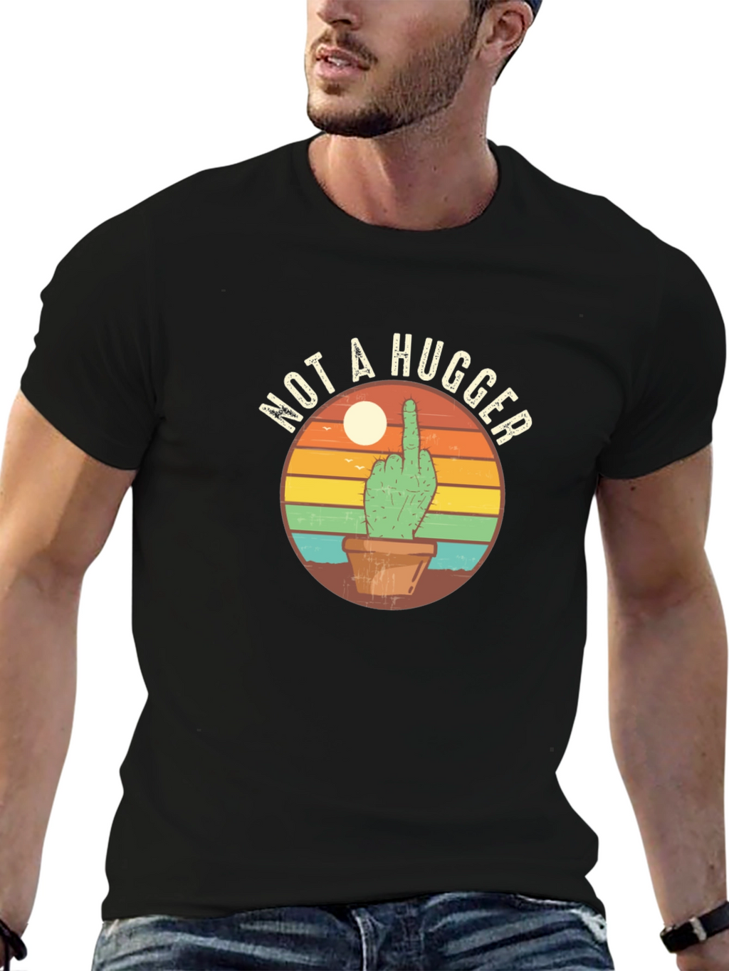 Not A Hugger Cactus Graphic T-Shirt
