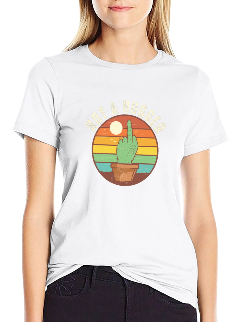 Not A Hugger Cactus Graphic T-Shirt