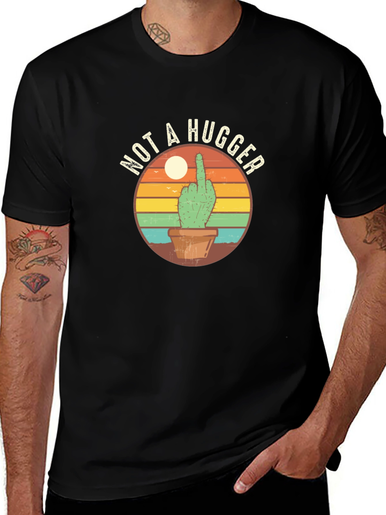 Not A Hugger Cactus Graphic T-Shirt