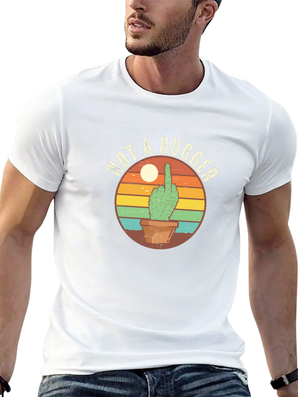 Not A Hugger Cactus Graphic T-Shirt