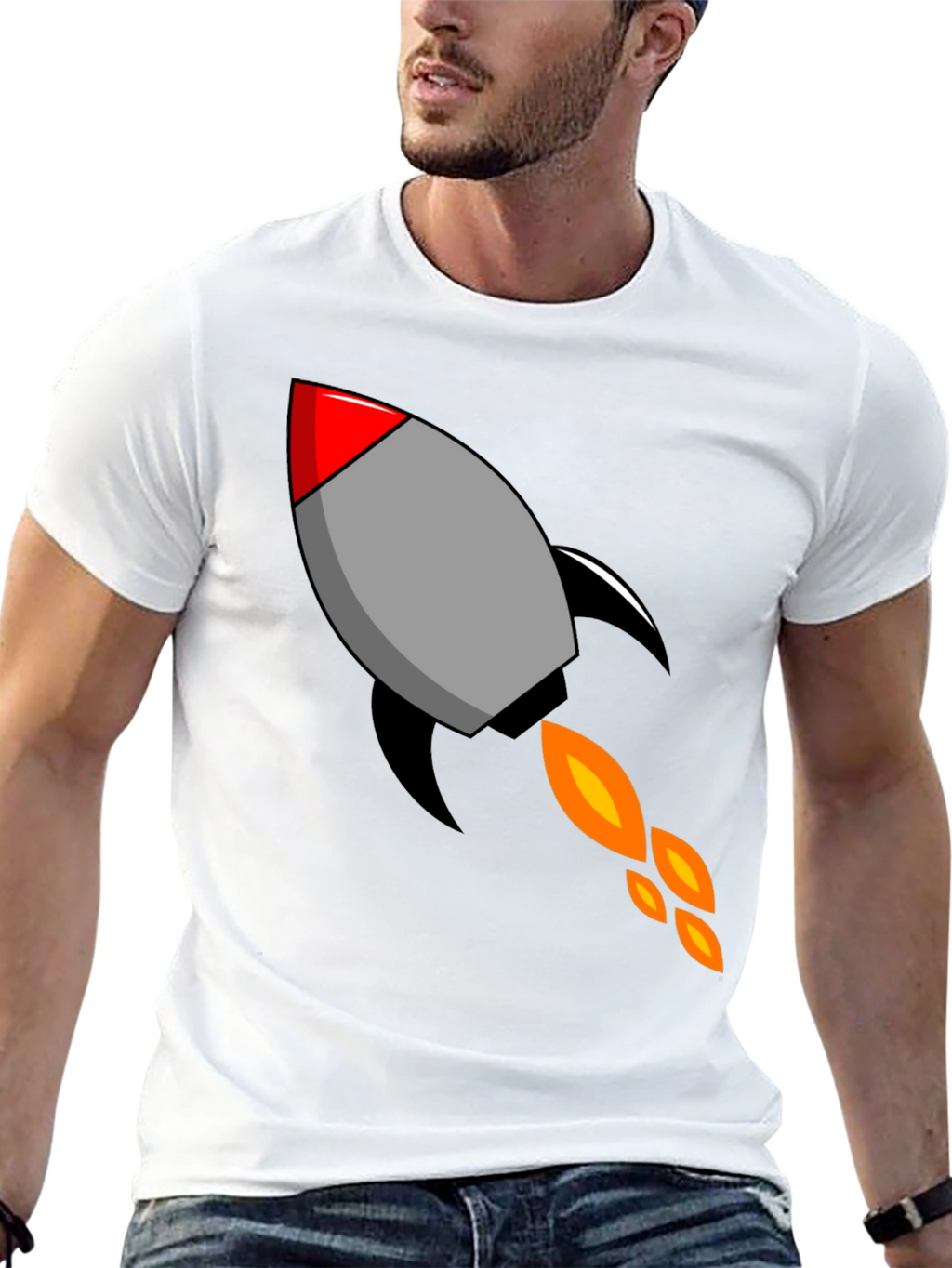 Rocket Graphic Black T-Shirt - Blast Off in Style!