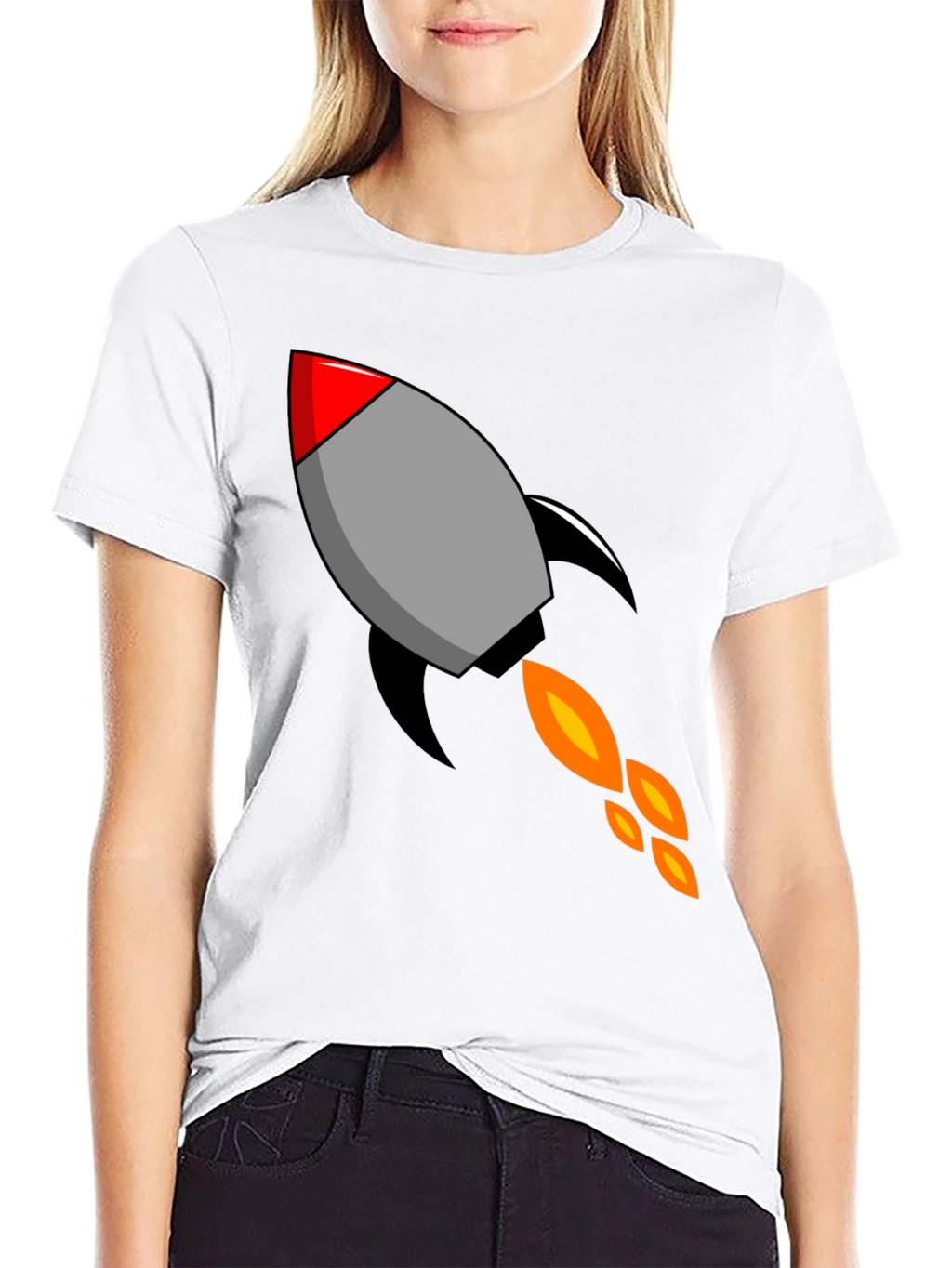 Rocket Graphic Black T-Shirt - Blast Off in Style!