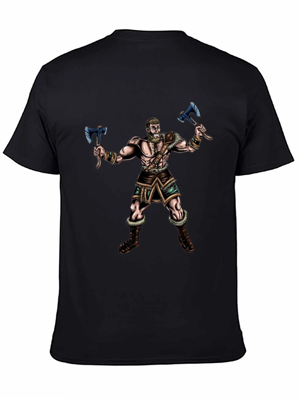 Viking Warrior Graphic Tee - Black Cotton Shirt