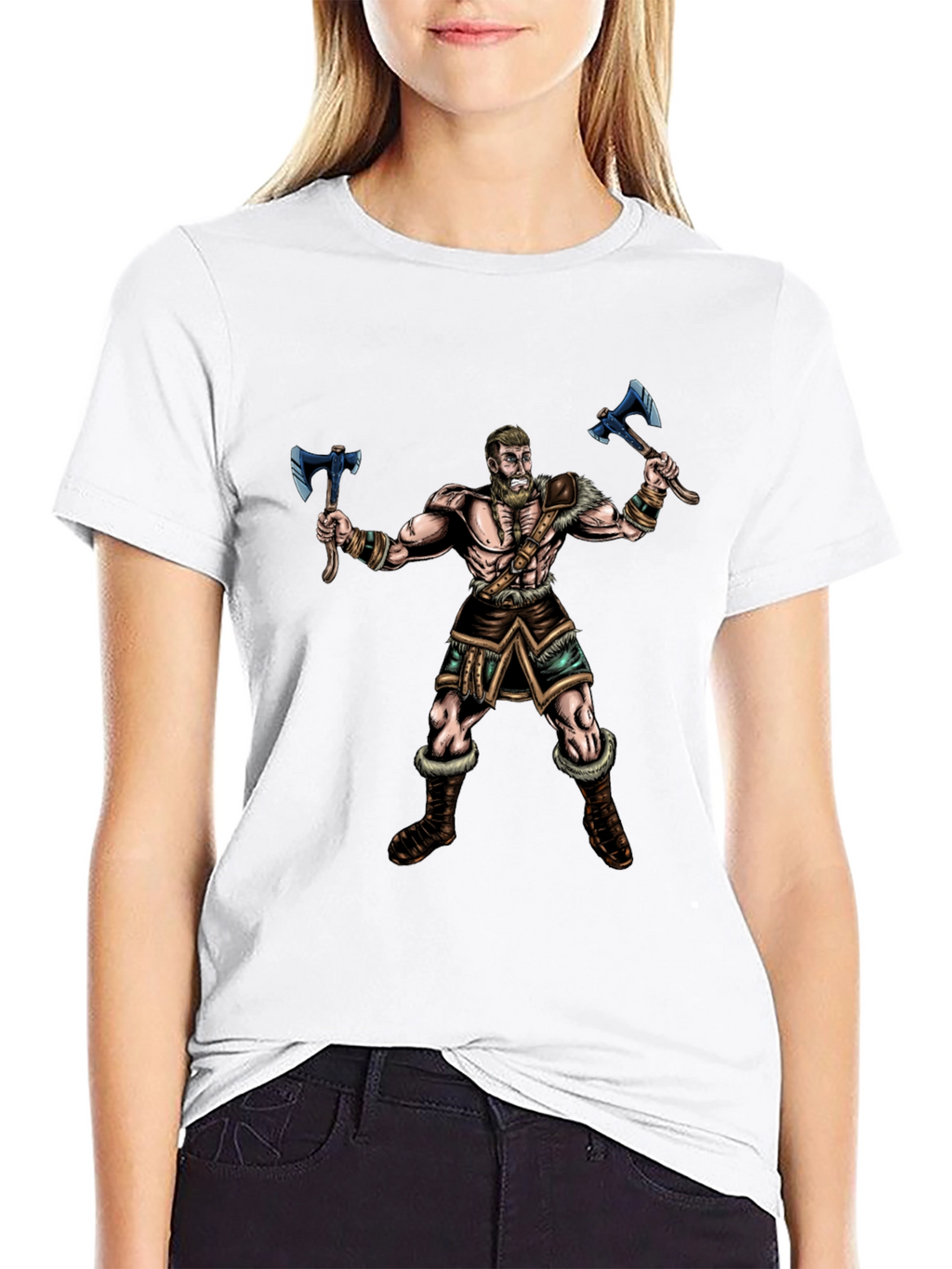 Viking Warrior Graphic Tee - Black Cotton Shirt