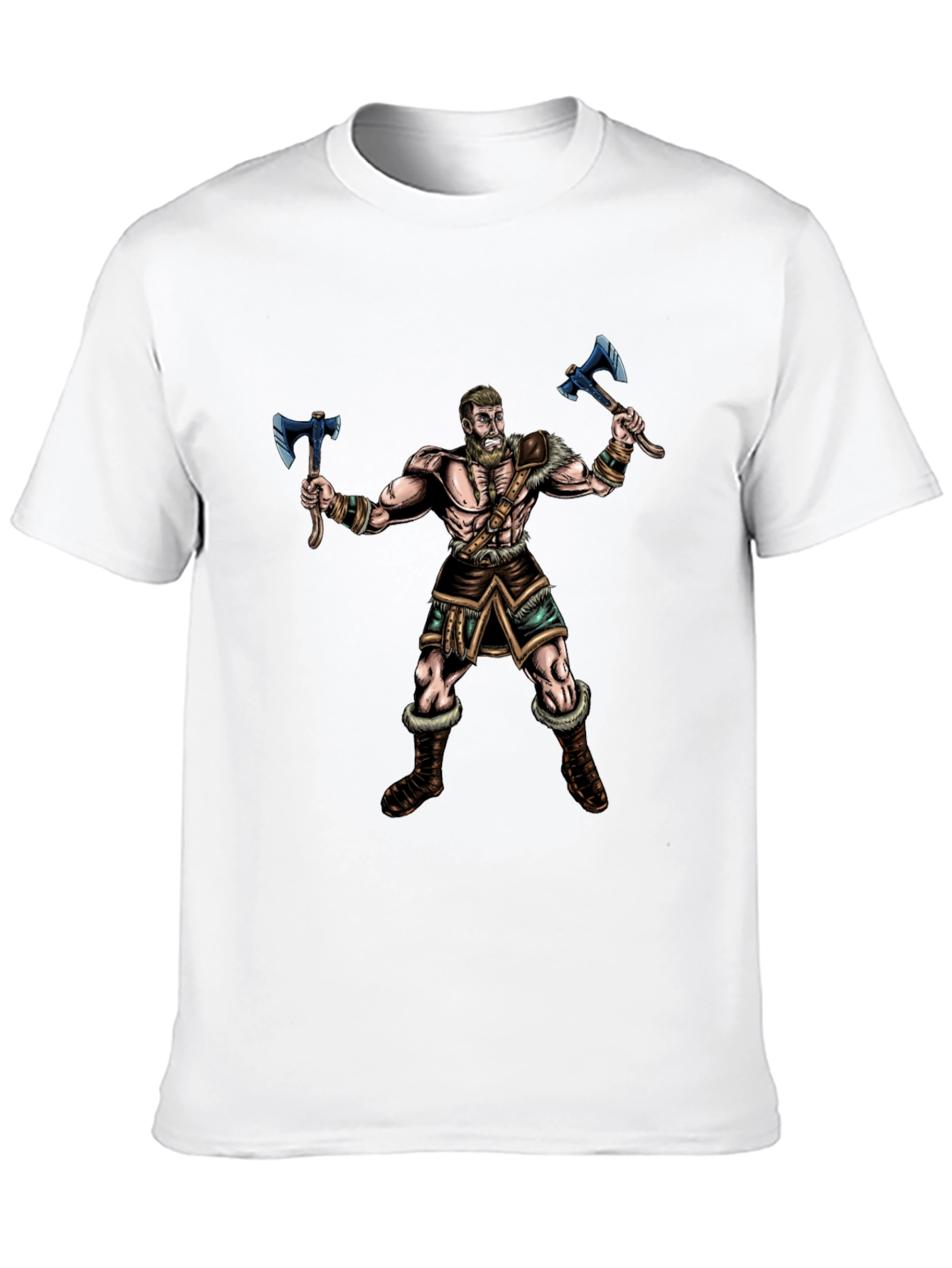Viking Warrior Graphic Tee - Black Cotton Shirt
