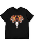 Flaming Deer Skull Black T-Shirt
