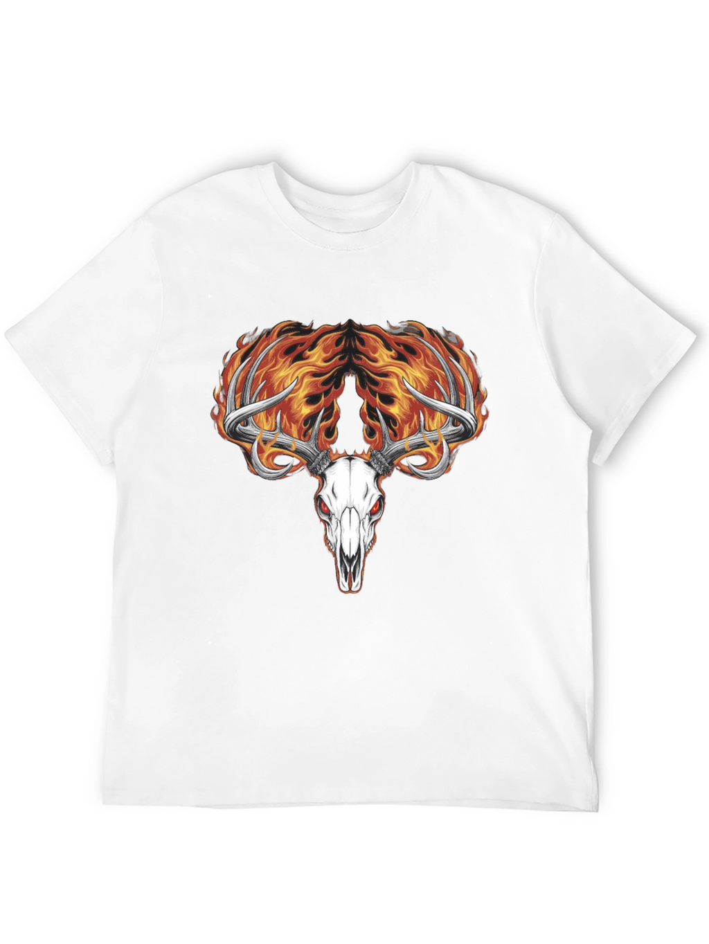 Flaming Deer Skull Black T-Shirt