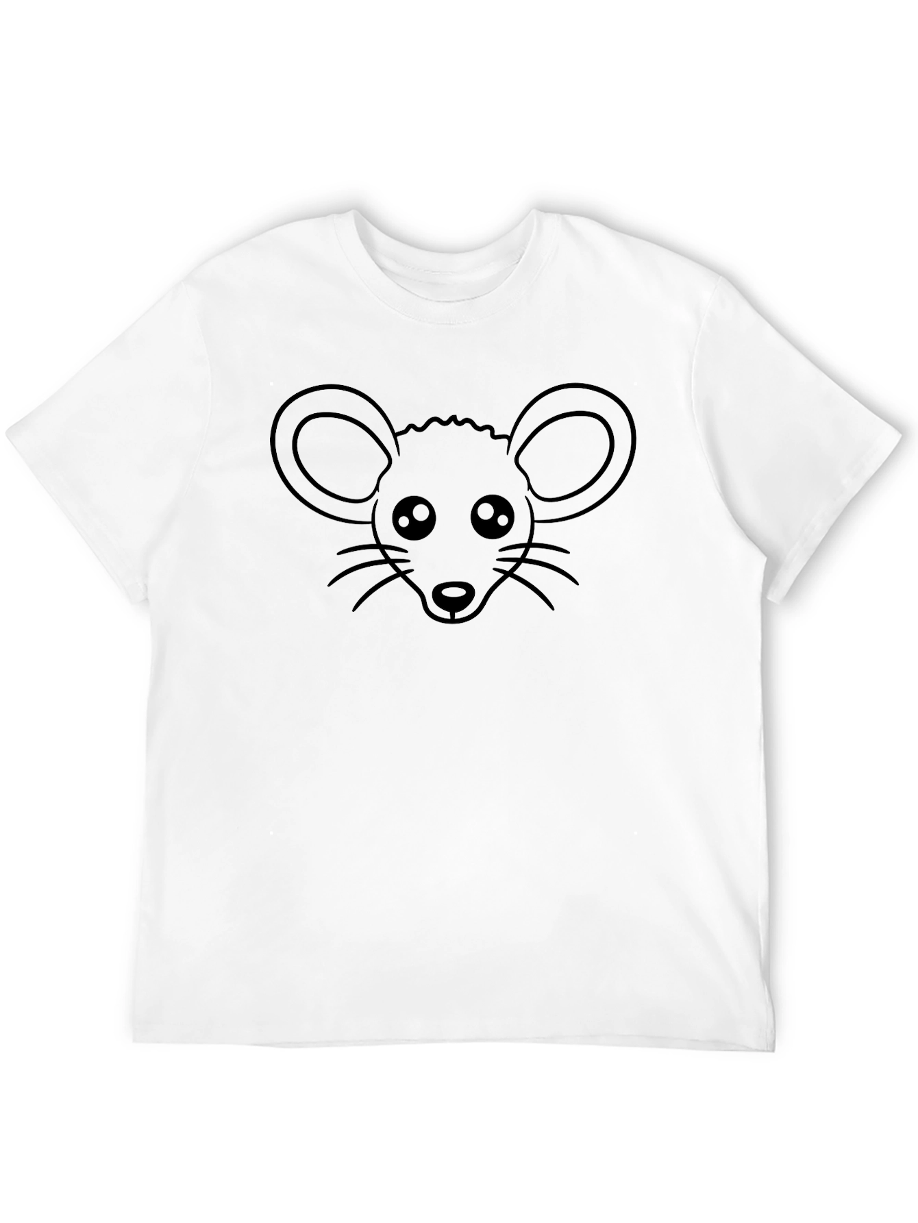 Cute Mouse Graphic Tee - Black Cotton T-Shirt