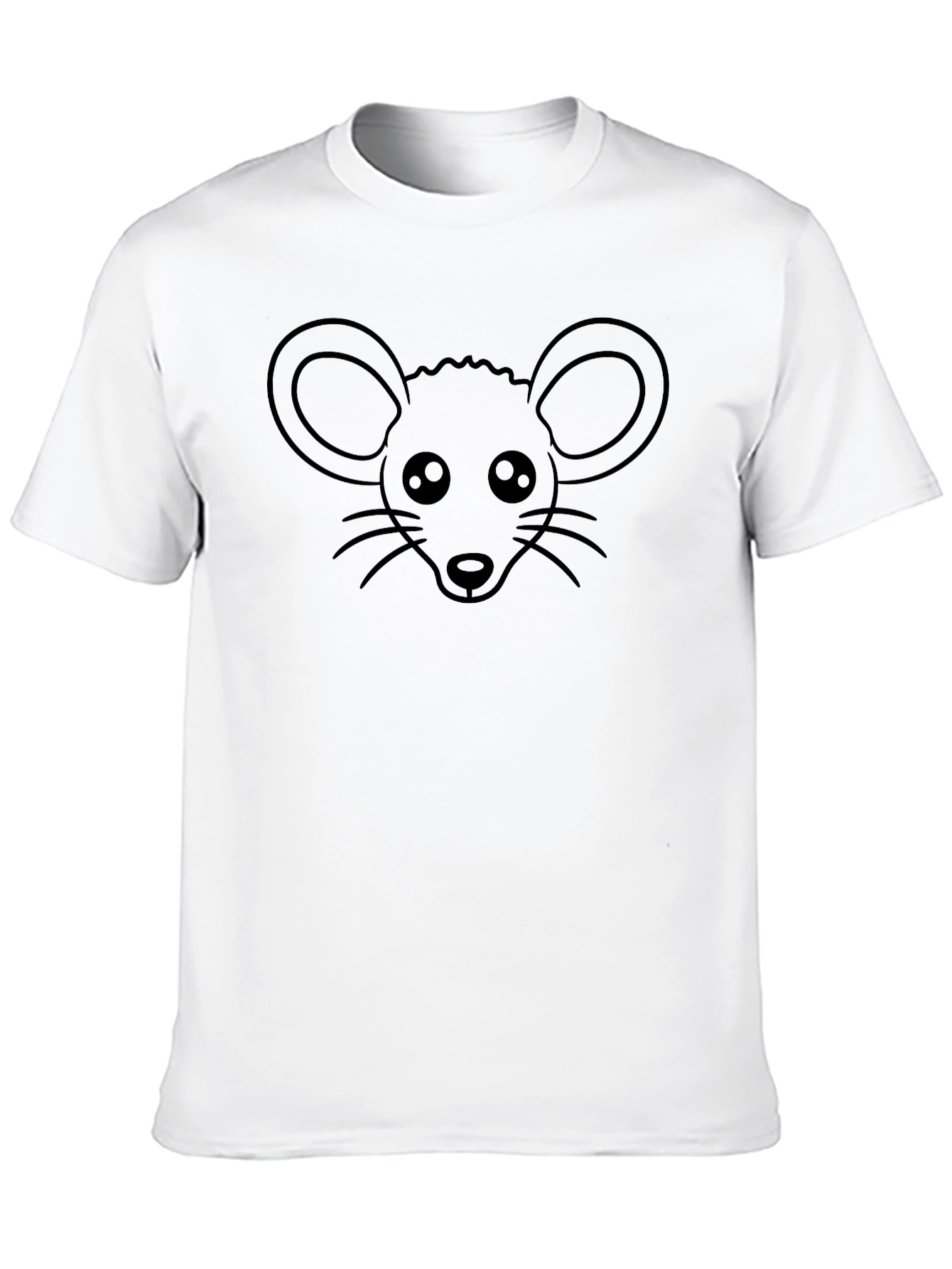 Cute Mouse Graphic Tee - Black Cotton T-Shirt