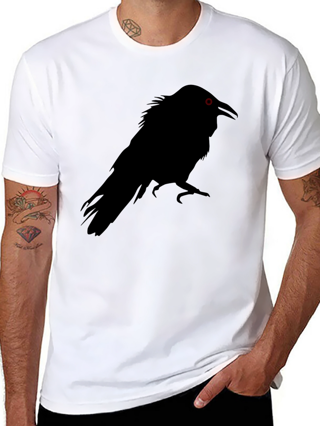 Raven Silhouette Graphic Tee - Mens Black T-Shirt