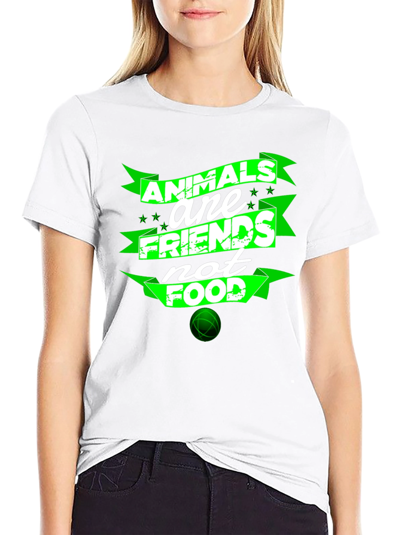Animals Are Friends Not Food Graphic T-Shirt