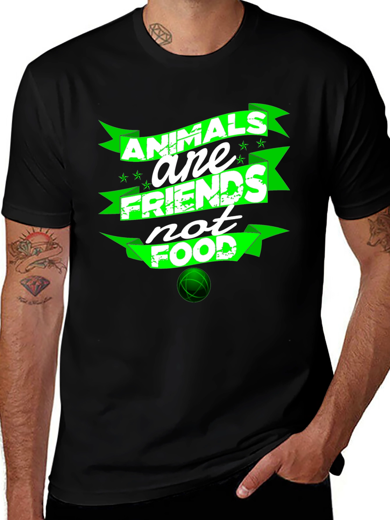 Animals Are Friends Not Food Graphic T-Shirt