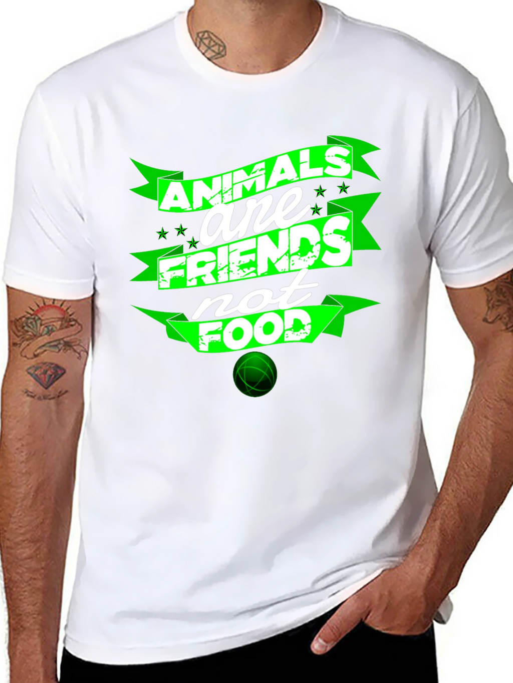 Animals Are Friends Not Food Graphic T-Shirt