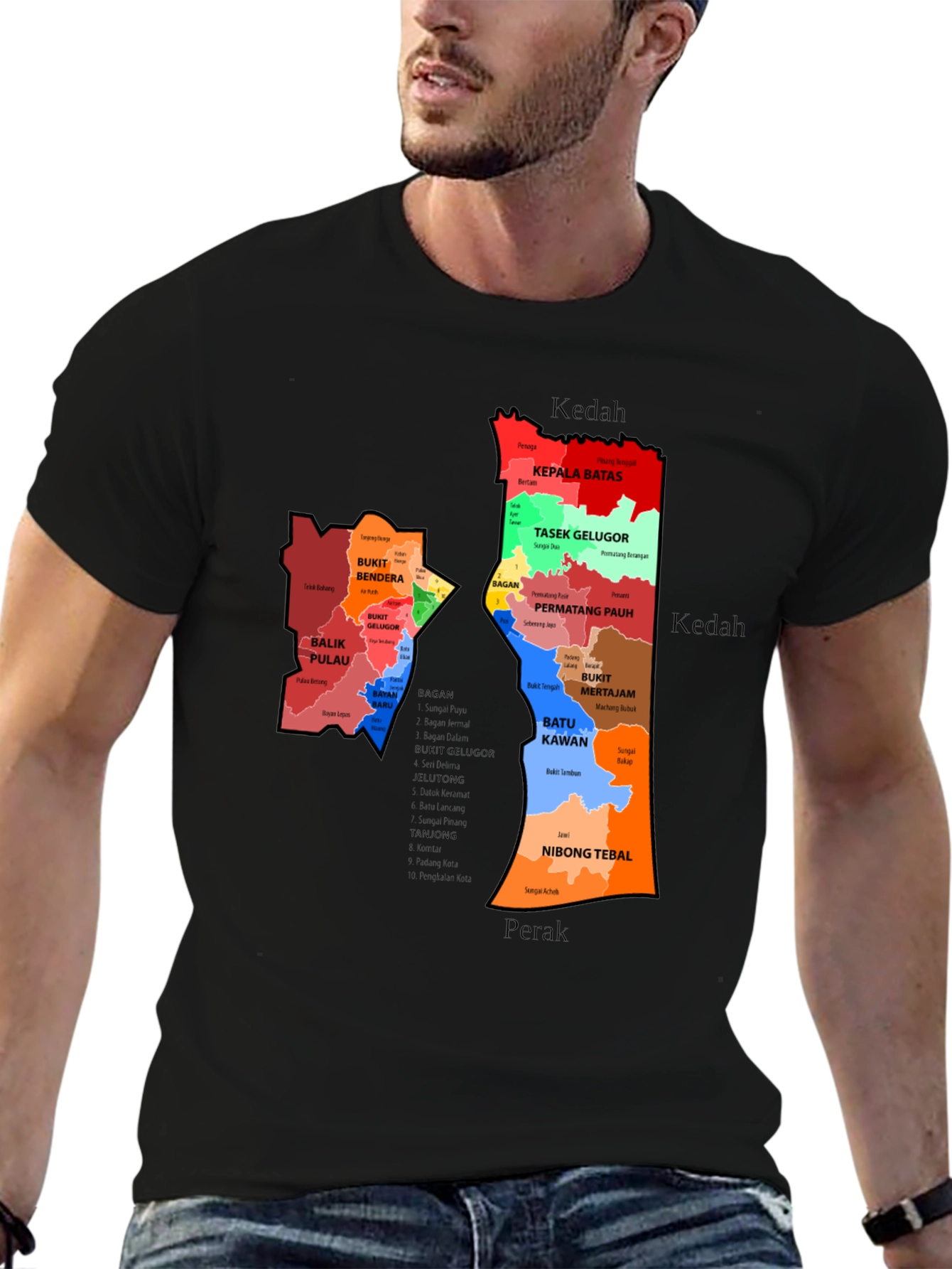 Penang State Map T-Shirt - Malaysia Geography Tee
