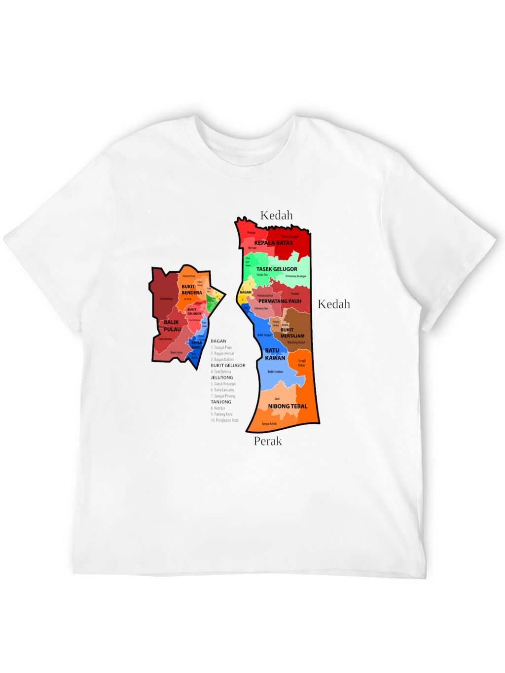 Penang State Map T-Shirt - Malaysia Geography Tee