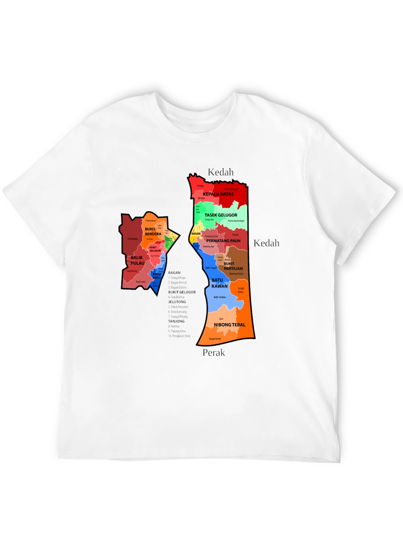 Penang State Map T-Shirt - Malaysia Geography Tee