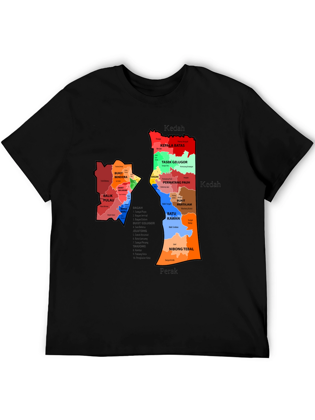 Penang State Map T-Shirt - Malaysia Geography Tee