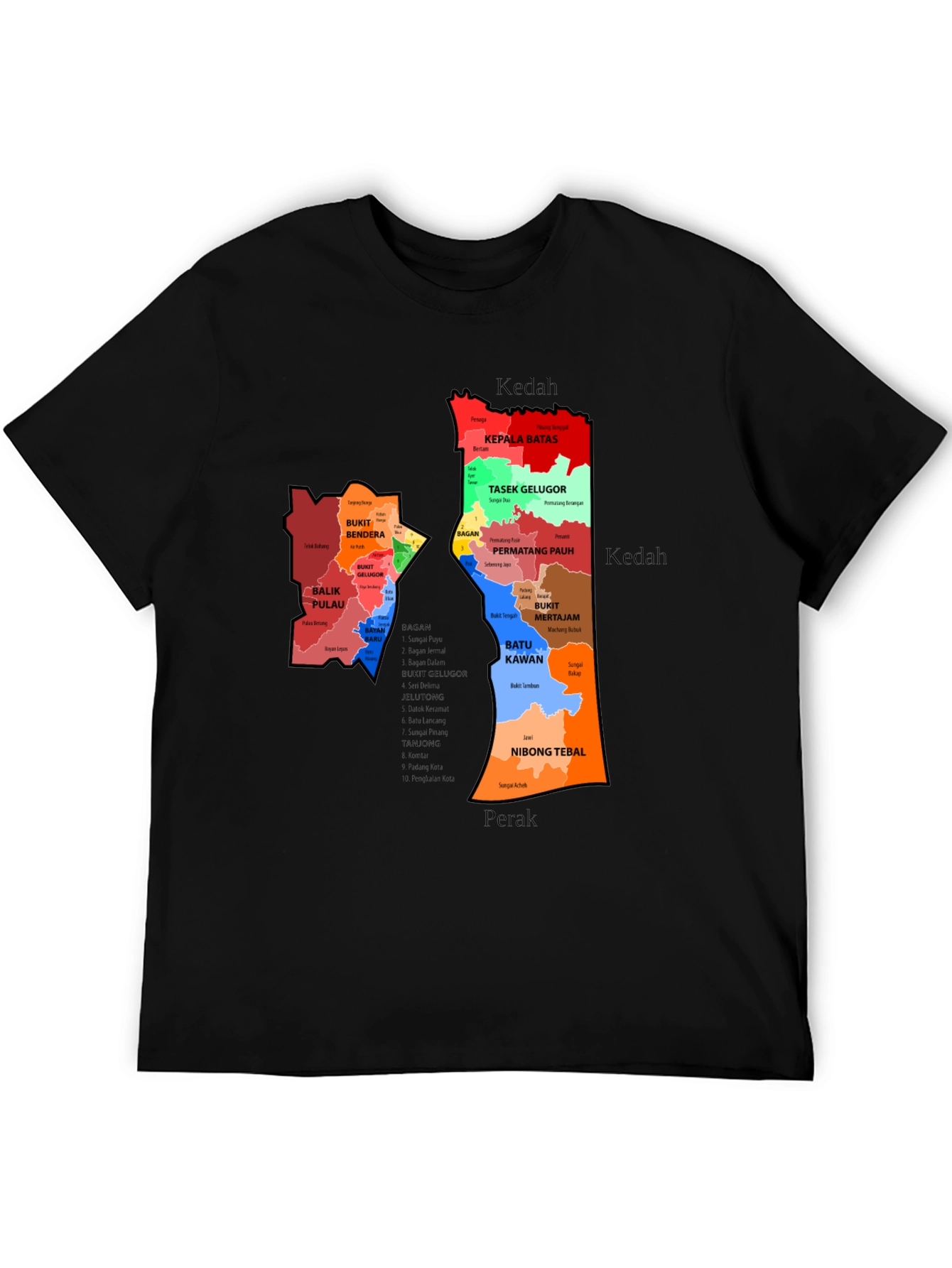 Penang State Map T-Shirt - Malaysia Geography Tee