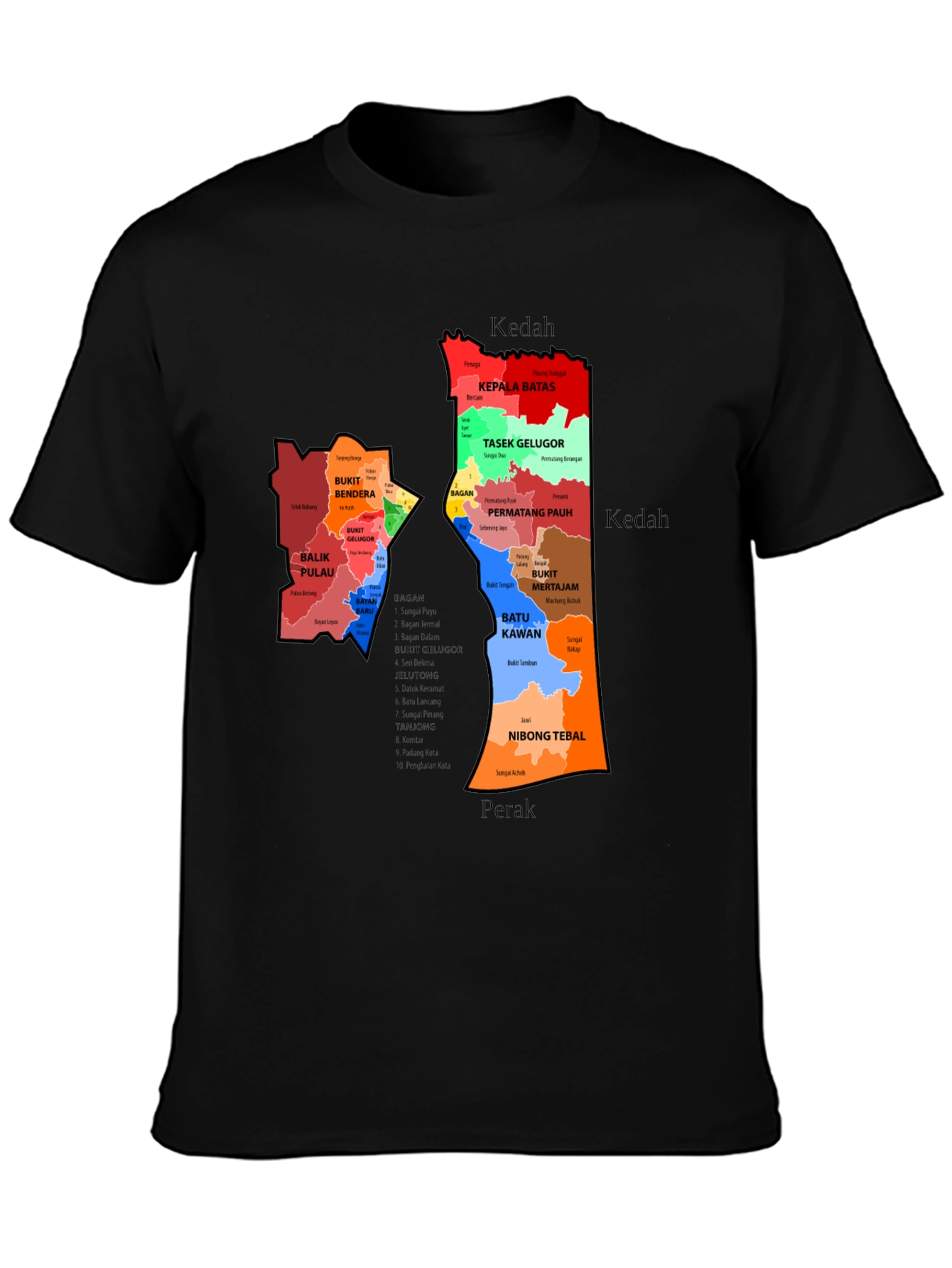 Penang State Map T-Shirt - Malaysia Geography Tee