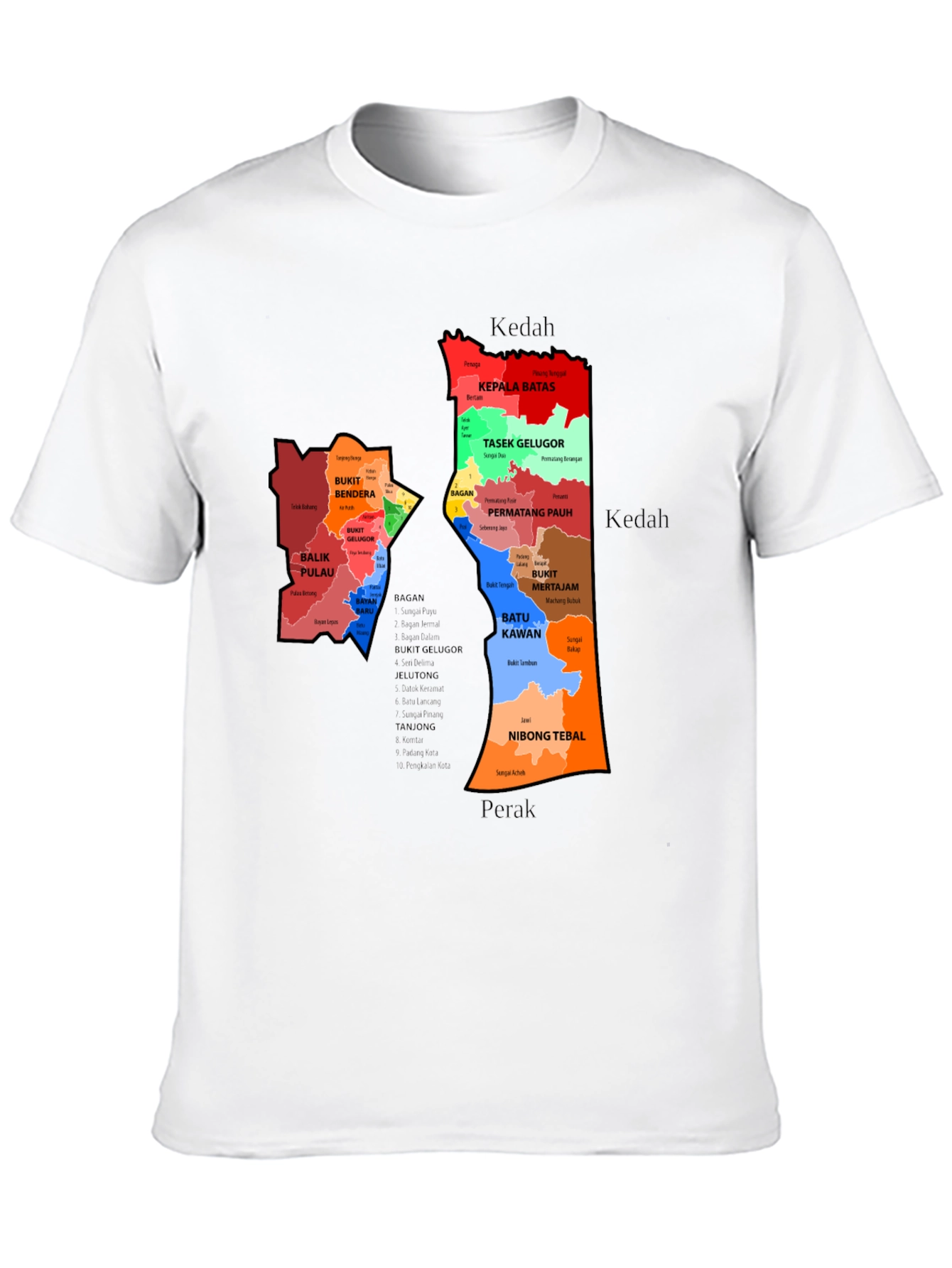 Penang State Map T-Shirt - Malaysia Geography Tee