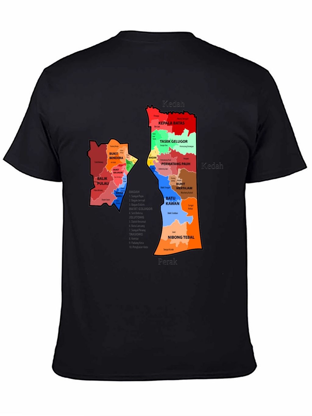 Penang State Map T-Shirt - Malaysia Geography Tee