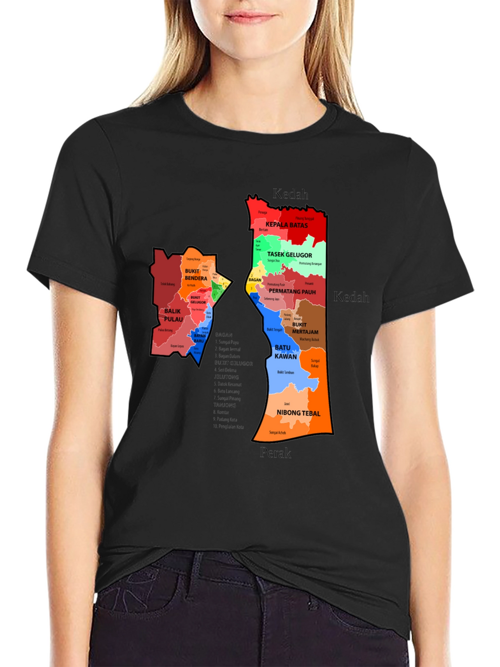 Penang State Map T-Shirt - Malaysia Geography Tee