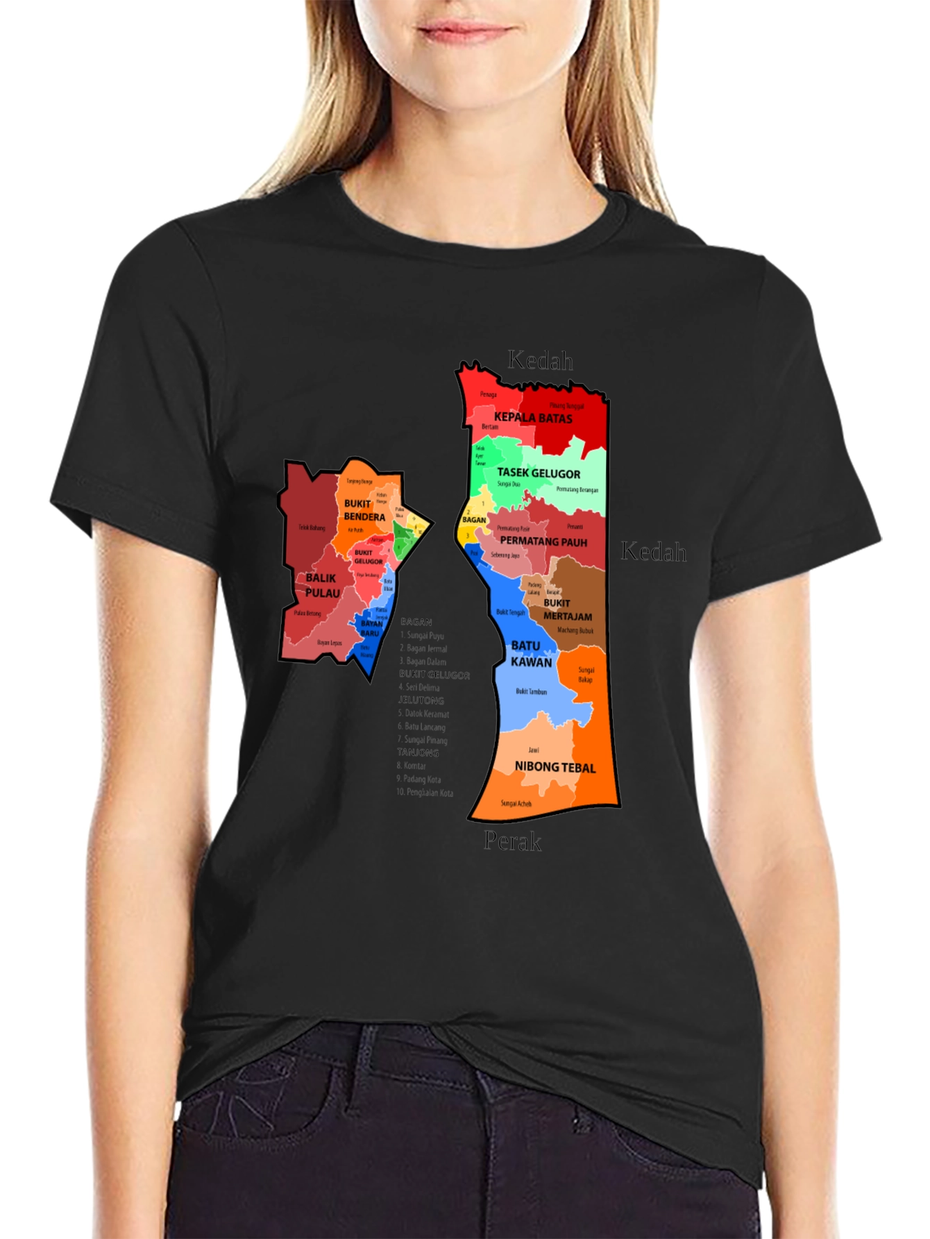 Penang State Map T-Shirt - Malaysia Geography Tee