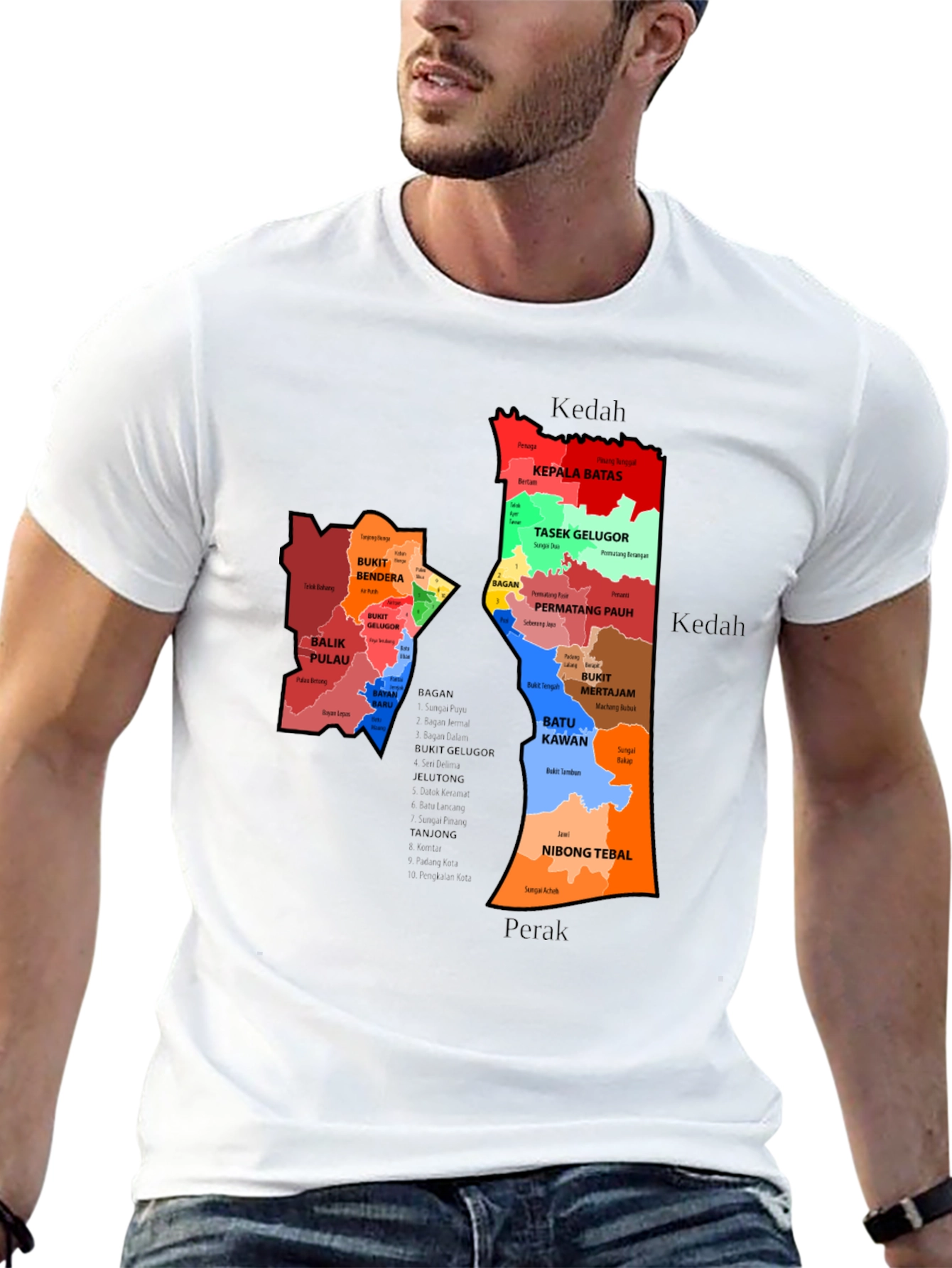 Penang State Map T-Shirt - Malaysia Geography Tee