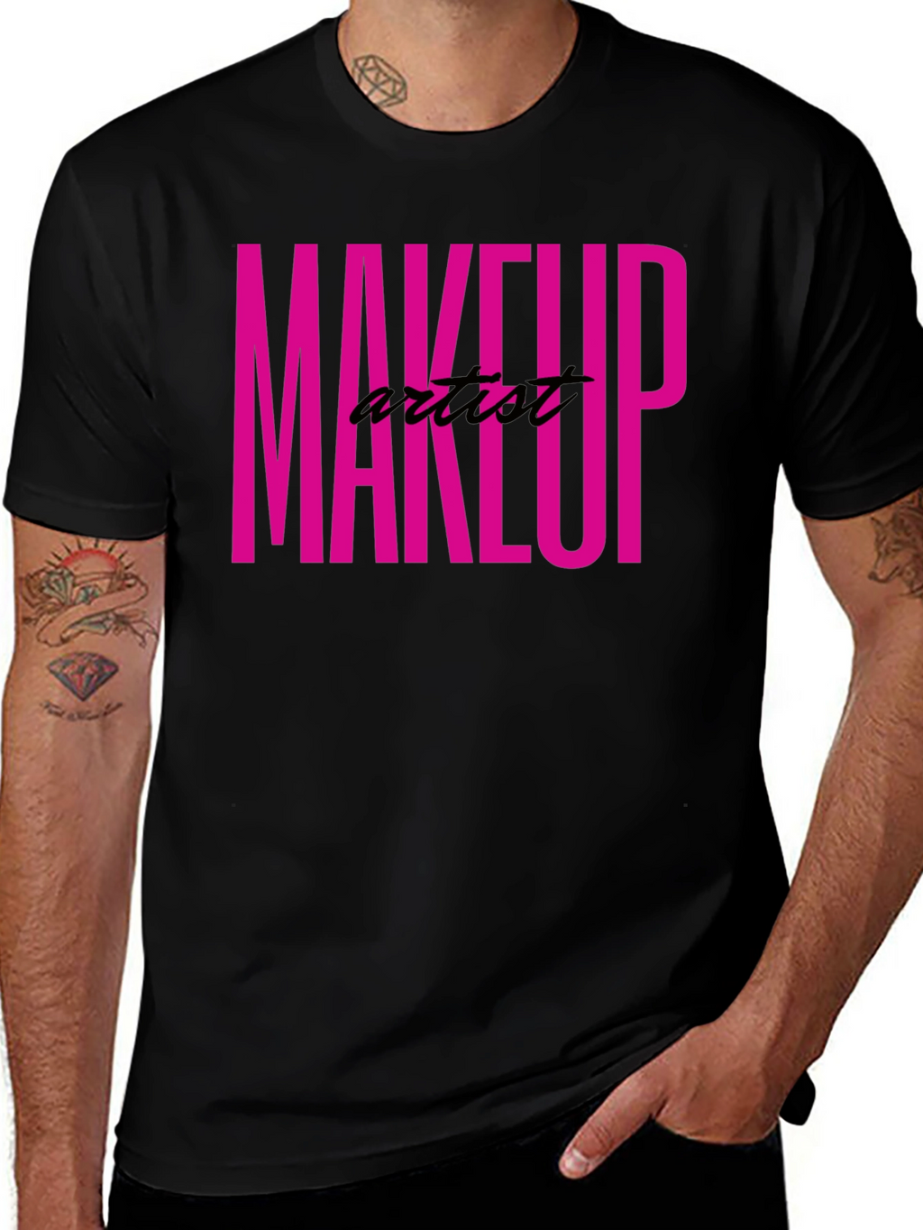 Makeup Artist Tee - Bold Pink Graphic T-Shirt