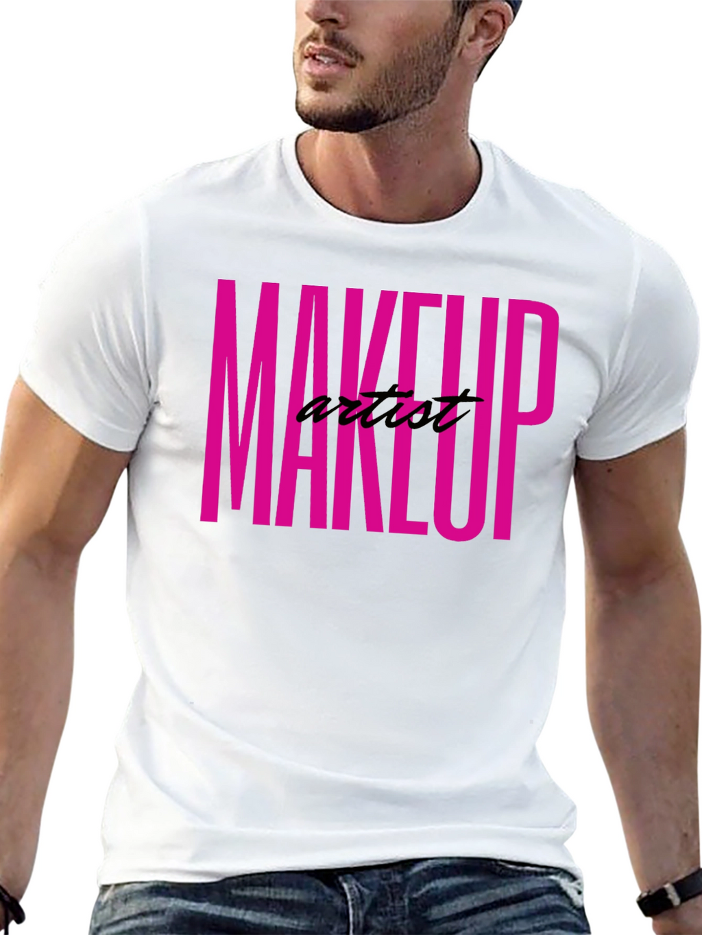 Makeup Artist Tee - Bold Pink Graphic T-Shirt