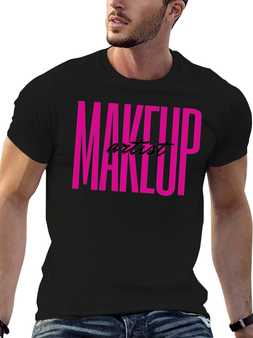Makeup Artist Tee - Bold Pink Graphic T-Shirt