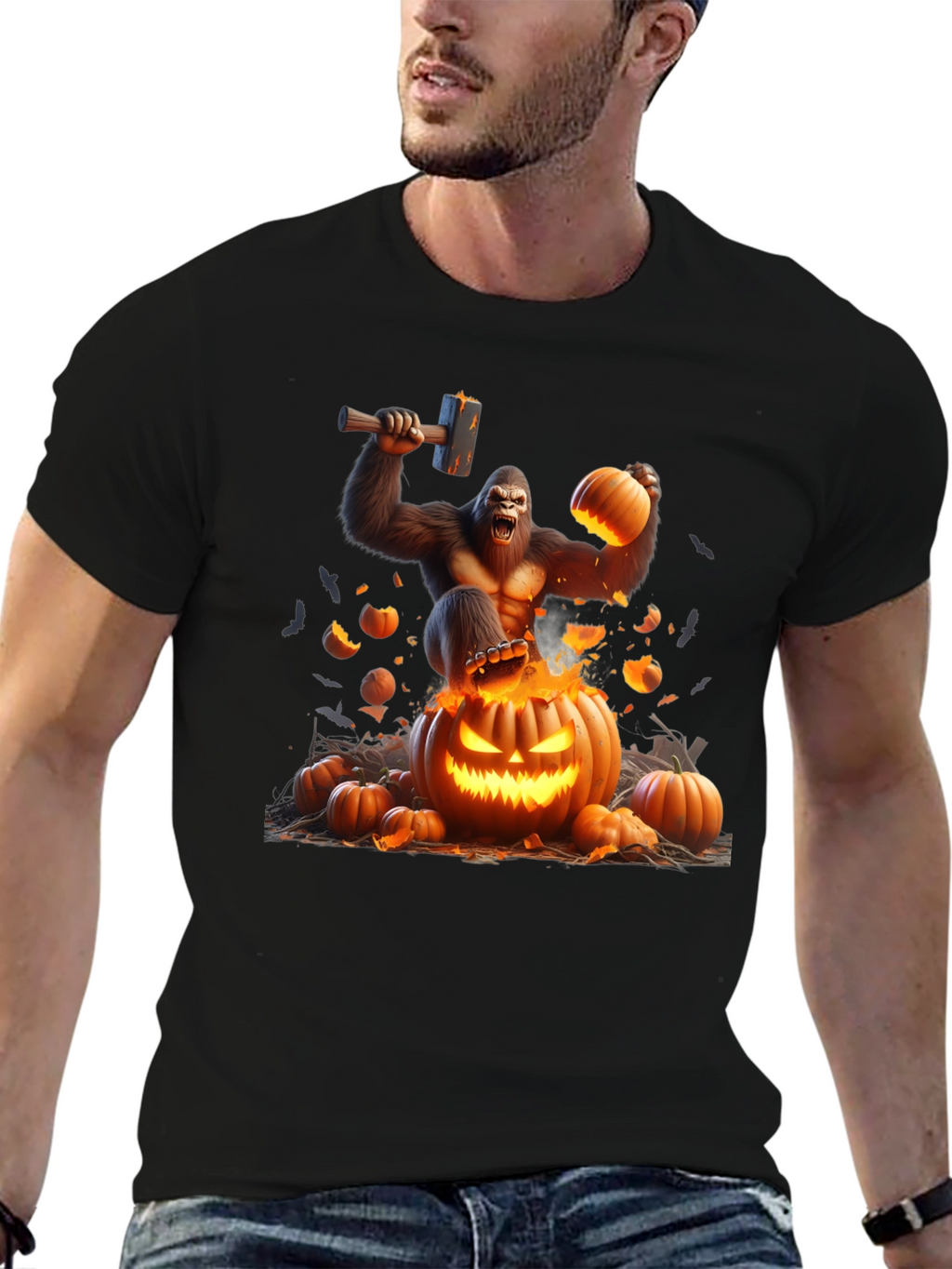 Halloween Gorilla Pumpkin Smash Tee