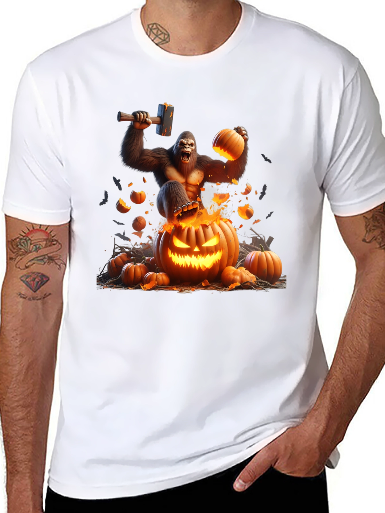 Halloween Gorilla Pumpkin Smash Tee